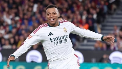 Real Madrid's French forward #10 Kylian Mbappe celebrates. (AFP) Real Madrid's French forward #10 Kylian Mbappe celebrates. (AFP)