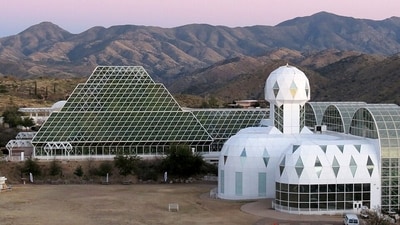 Biosphere 2, a University of Arizona research site in Oracle, Arizona, houses a glass-enclosed rainforest where scientists ran a drought experiment in 2019. (Wikimedia Commons) Biosphere 2, a University of Arizona research site in Oracle, Arizona, houses a glass-enclosed rainforest where scientists ran a drought experiment in 2019. (Wikimedia Commons)