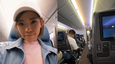 A doctor administered an IV drip to an ailing flight attendant and stayed beside him until the plane landed. (Nicole K/RedNote)
