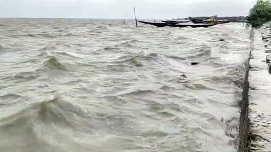 A view of Chilika Lake as high tidal waves hit the coast under the influence of Cyclone Arnab in Puri. (File Photo/ANI)
