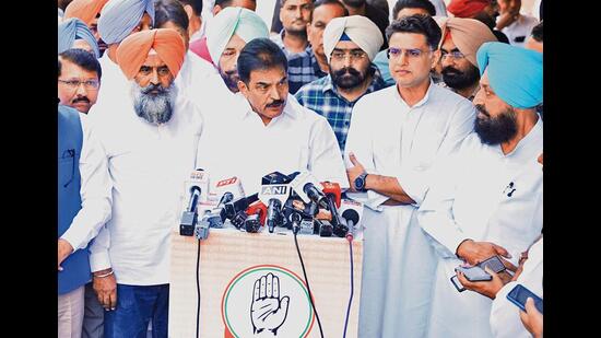 Rahul to kick off party’s high-decibel poll campaign from Sangrur with Hisab Mango rally targeting AAP govt on Nov 4. (HT)
