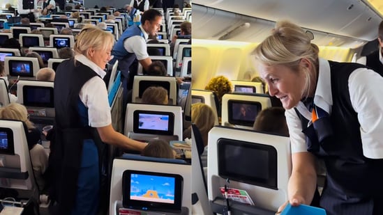KLM CEO Marjan Rintel is seen serving passengers in a video shared by the airline.
