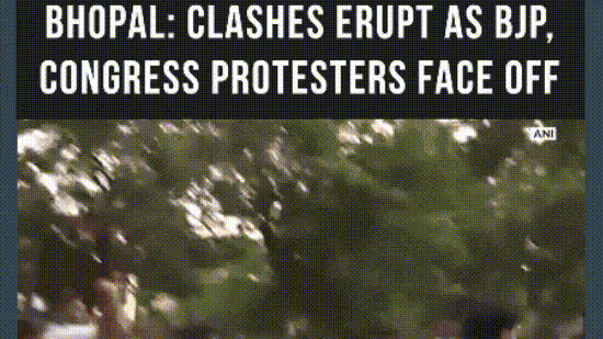 BJP, Congress Workers Confront Each Other In Bhopal Over Kharge's Modi Remarks #shorts