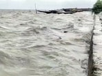 A view of Chilika Lake as high tidal waves hit the coast under the influence of Cyclone Arnab, in Puri on Thursday. (ANI Video Grab) A view of Chilika Lake as high tidal waves hit the coast under the influence of Cyclone Arnab, in Puri on Thursday. (ANI Video Grab)