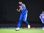 Arshdeep Singh celebrates after taking a wicket. Arshdeep Singh celebrates after taking a wicket.
