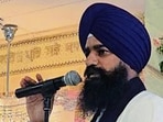 Akal Takht Jathedar Giani Kuldeep Singh Gargaj at a gurdwara in Norway. (HT)