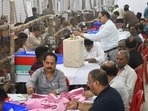 Counting of votes underway in Lucknow on Tuesday. (Deepak Gupta/HT)