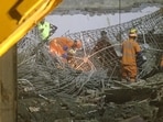 NDRF carries out search and rescue operations following a building collapse at Milan Garden, Harsh Vihar on October 25.