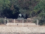A North Korean self-propelled 122-mm howitzer with the words that read as "Destroy the U.S. imperialist aggressors, in Gimpo, South Korea, October 26.