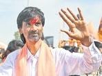 Pune, India. Jan 24, 2024 - Maratha activist Manoj Jarange - Patil started the Marataha Aarakshan Morcha with thousands of Supporters from Antarwali Sarati in Jalna district of Maharashtra to Mumbai. demanding Maratha reservation. The morcha will reach Mumbai on 26th. Jan 24, 2024. (Photo by Raju Shinde/ HT Photo)