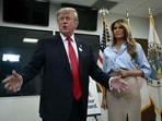 US President Donald Trump and First Lady Melania Trump speak to the press at the Palm Beach County Supervisor of Elections office after voting in the midterm elections in West Palm Beach, Florida, on October 24. (AFP)