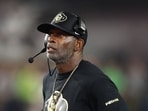 Head coach Deion Sanders of the Colorado Buffaloes at Bobby Dodd Stadium on September 3.