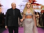Tarun Tahiliani dresses Lebanese singer Maya Diab in silver mermaid lehenga at Dubai Fashion Week