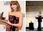 Taylor Swift posed for the Nashville Songwriters Hall of Fame.