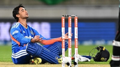 Abhishek Sharma was in some mood. (AP) Abhishek Sharma was in some mood. (AP)