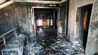 According to police, the incident took place around 1.30pm on Tuesday, and nine fire tenders were rushed to the spot to control the blaze. (Sakib Ali/HT Photo)