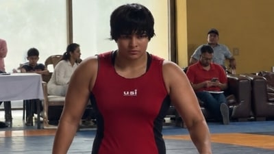 File picture of India's 76kg wrestler Kajal Dhochak, who has reached the final at the World Wrestling Championships at Astana, Kazakhstan. (HT Photo) File picture of India's 76kg wrestler Kajal Dhochak, who has reached the final at the World Wrestling Championships at Astana, Kazakhstan. (HT Photo)