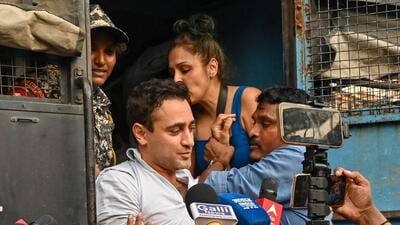 Mumbai Police detained actor Imran Khan near August Kranti Maidan on October 10 during a youth-led protest demanding the resignation of chief election commissioner Gyanesh Kumar over alleged electoral roll irregularities. (Raju Shinde/HT Photo) Mumbai Police detained actor Imran Khan near August Kranti Maidan on October 10 during a youth-led protest demanding the resignation of chief election commissioner Gyanesh Kumar over alleged electoral roll irregularities. (Raju Shinde/HT Photo)