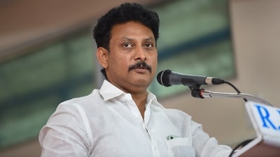 Former Tamil Nadu school education minister and DMK leader Anbil Mahesh Poyyamozhi (PTI)