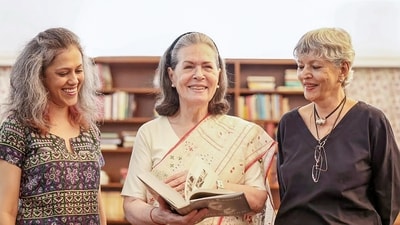 Congress chairperson Sonia Gandhi poses for a group picture with her upcoming book, ‘Belonging: A Journey of Love’, in New Delhi, India, on Thursday, October 22, 2026. (@INCIndia X / HT Photo) Congress chairperson Sonia Gandhi poses for a group picture with her upcoming book, ‘Belonging: A Journey of Love’, in New Delhi, India, on Thursday, October 22, 2026. (@INCIndia X / HT Photo)