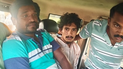 Police arrest one of the 17 prisoners who escaped from the Theni sub-jail on Oct 26, in Theni on Tuesday. (ANI)