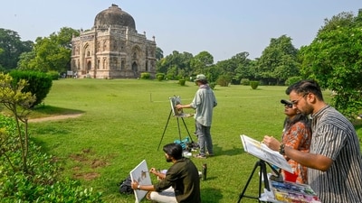 Gram it: Artists set up their easels on the lush lawns of Lodhi Garden, to capture the historic monument under clear skies. The gentle breeze amid sunshine in Delhi's autumn is encouraging residents to explore activities outdoors though the AQI remains to be a cause of concern. Gram it: Artists set up their easels on the lush lawns of Lodhi Garden, to capture the historic monument under clear skies. The gentle breeze amid sunshine in Delhi's autumn is encouraging residents to explore activities outdoors though the AQI remains to be a cause of concern.