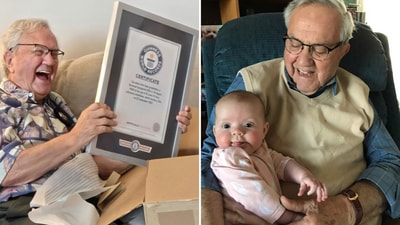 Normand Tousignant shares a special bond with granddaughter Madison. (Guinness World Records) Normand Tousignant shares a special bond with granddaughter Madison. (Guinness World Records)