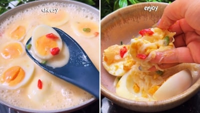 Aathira Sethumadhavan's egg ema datshi recipe can be prepared in minutes. Aathira Sethumadhavan's egg ema datshi recipe can be prepared in minutes.