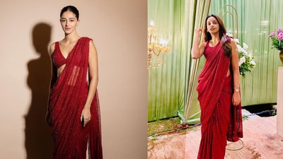 I Tried Ananya Panday’s red sequin saree look: Why it works for festivities (Instagram) I Tried Ananya Panday’s red sequin saree look: Why it works for festivities (Instagram)
