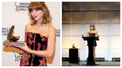 Taylor Swift posed for the Nashville Songwriters Hall of Fame. Taylor Swift posed for the Nashville Songwriters Hall of Fame.