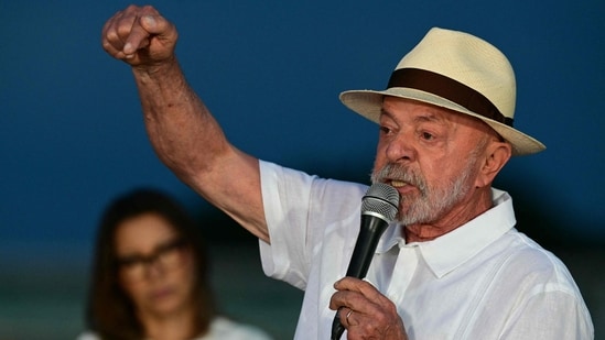 Brazil's President Luiz Inacio Lula da Silva speaks during his birthday celebrations at the Alvorada Palace, the official presidential residence, in Brasilia on October 27, 2026. Lula da Silva turned 81 on October 27, 2026, promised to work "24 hours a day" following his historic re-election for a fourth term. (Photo by Pablo PORCIUNCULA / AFP)(AFP)