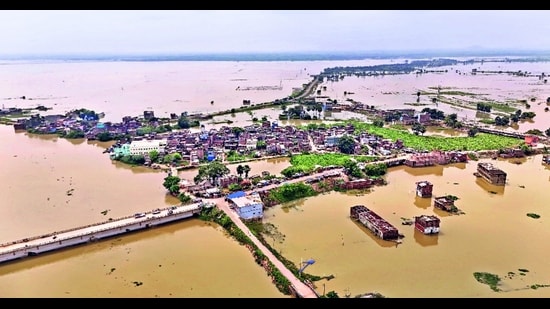 The Bihar government will seek funds from the Centre to remove sand and silt from farmlands and fisheries affected in the recent floods in the state, an official statement said on Tuesday. (HT Photo)