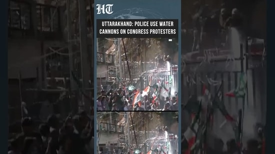 Police Use Water Cannons To Disperse Congress March Towards State Assembly In Gairsain