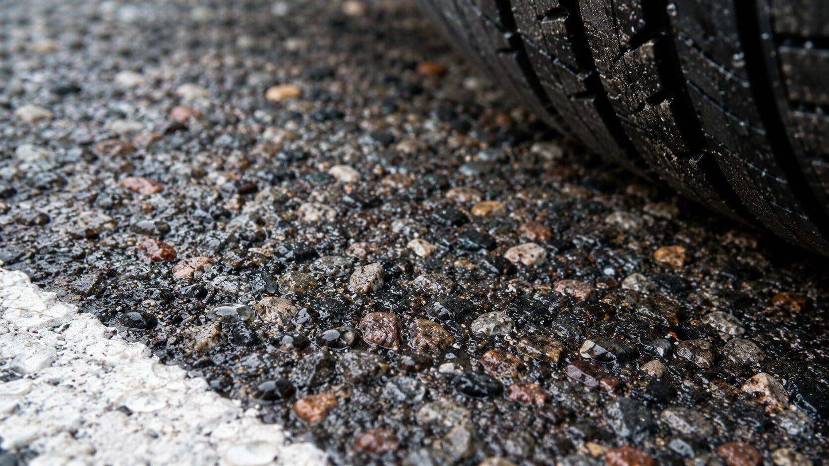 A close look at the rough, stone-textured surface of a high-friction treatment, which adds grip between the tire and the pavement. (AI-generated/ChatGPT) A close look at the rough, stone-textured surface of a high-friction treatment, which adds grip between the tire and the pavement. (AI-generated/ChatGPT)