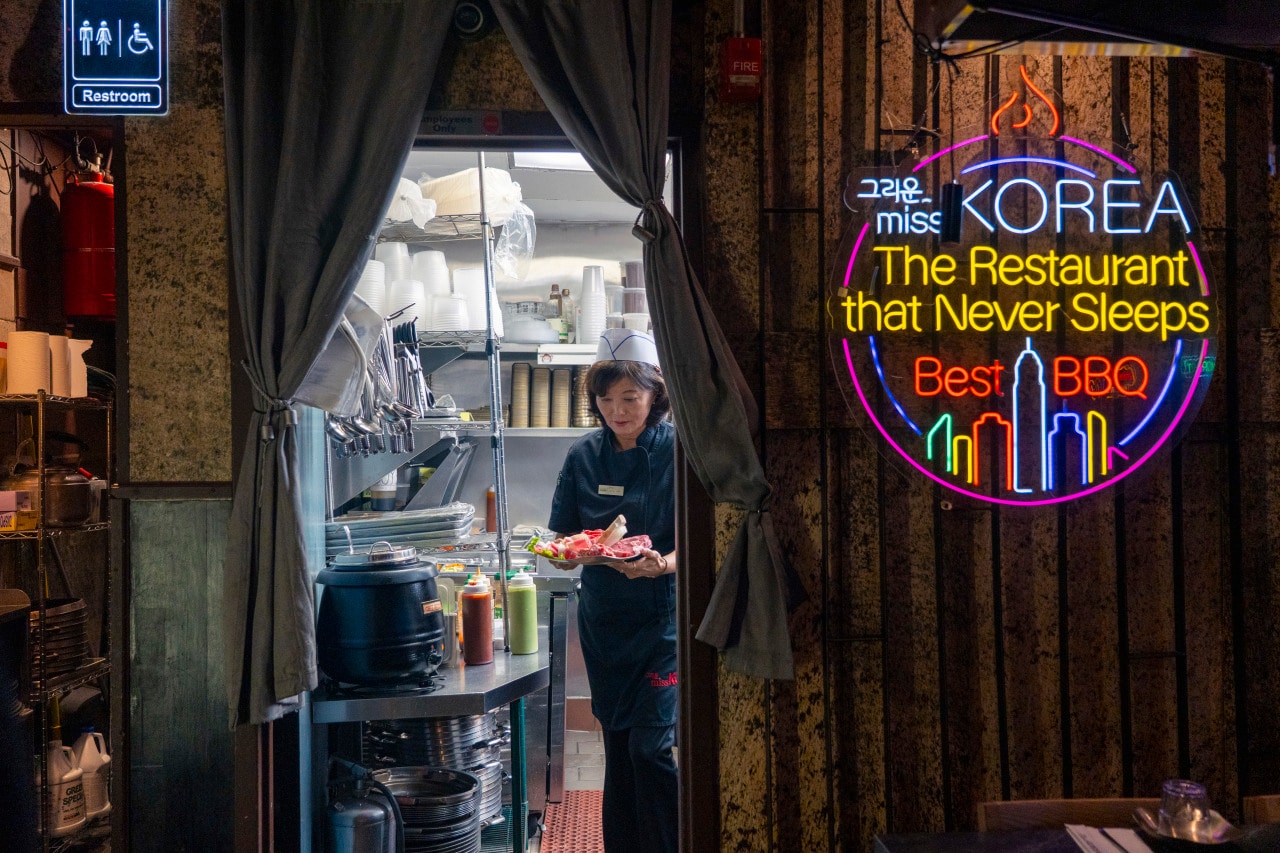 12:34 a.m.: Miss Korea BBQ in the early hours on a recent Wednesday night/Thursday morning. 12:34 a.m.: Miss Korea BBQ in the early hours on a recent Wednesday night/Thursday morning.