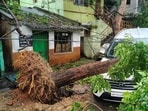 A damaged vehicle in Visakhapatnam. (REUTERS)