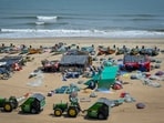 Fishing boats are moored at Pattinapakkam Beach during Cyclone Arnab in Chennai, India, October 28, 2026. 