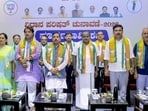 BJP leader Pralhad Joshi, and JD (S) leader HD Kumaraswamy, during a BJP-JD(S) meeting, in Bengaluru onSeptember 24 (PTI File)
