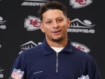 Patrick Mahomes promoted his 15 and FARE initiative after Joe’s Kansas City Bar-B-Que became its first recognised restaurant partner. (AP Photo/Charlie Riedel)(AP Photo/Charlie Riedel)
