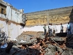 Slabs of an under-construction building collapsed on Sunday late night in Harsh Vihar.
