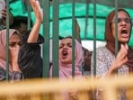 Students of Jamia Millia Islamia protest over their demands on the university campus, in New Delhi. Students of Jamia Millia Islamia protest over their demands on the university campus, in New Delhi.