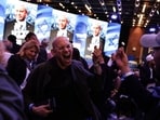 Supporters of Likud party leader and Israel's Prime Minister Benjamin Netanyahu celebrate at the International Convention Centre in Jerusalem early on October 28, 2026.(AFP)