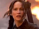 Jennifer Lawrence as Katniss Everdeen in The Hunger Games. 