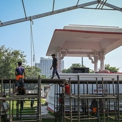 Preparations at Ramlila Maidan ahead of the rally on November 1. (HT PHOTO)