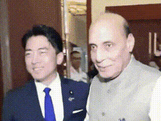Rajnath Singh meets Japanese defence minister Shinjiro Koizumi in Philippines