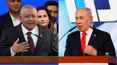 Neither of Israel's two main political blocs was projected to secure the 61 seats needed for a majority in the 120-member Knesset. (AFP, Bloomberg) Neither of Israel's two main political blocs was projected to secure the 61 seats needed for a majority in the 120-member Knesset. (AFP, Bloomberg)
