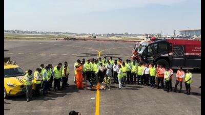 An 804-metre stretch of the parallel taxi track inaugurated at Lucknow airport on Thursday. (Sourced)