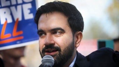 Zohran Mamdani, mayor of New York, deleted a post apparently celebrating 'Halalflation' amid backlash from Laura Loomer. (Bloomberg)