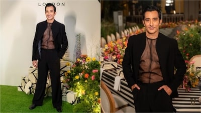 Rahul Khanna’s all-black look shows how structured tailoring can make sheer fabric feel refined. (Instagram/ Rahul Khanna) Rahul Khanna’s all-black look shows how structured tailoring can make sheer fabric feel refined. (Instagram/ Rahul Khanna)