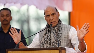 Defence Minister Rajnath Singh and US Secretary of Defence Pete Hegseth held talks on the sidelines of the ADMM-Plus meeting in the Philippines on Wednesday. (Deepak Gupta/HT Photo)
